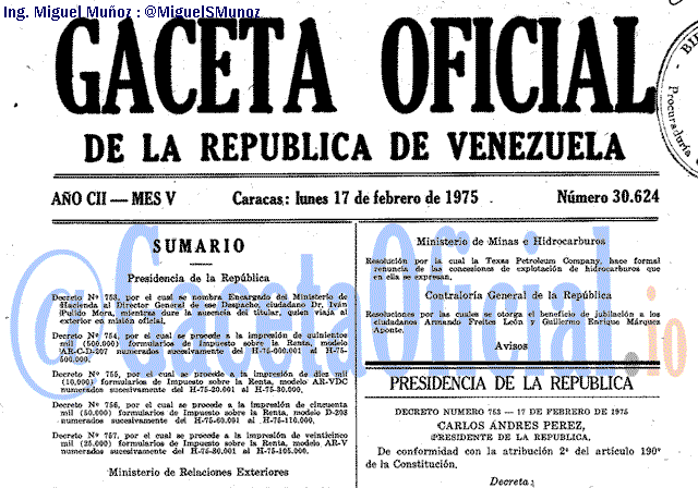 Gaceta Oficial 30624 del 17 Febrero 1975