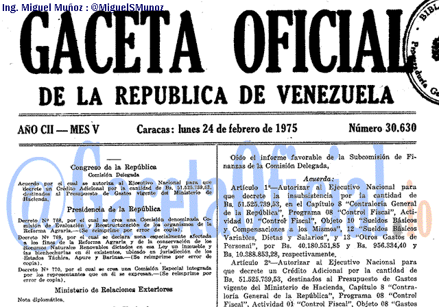 Gaceta Oficial 30630 del 24 Febrero 1975