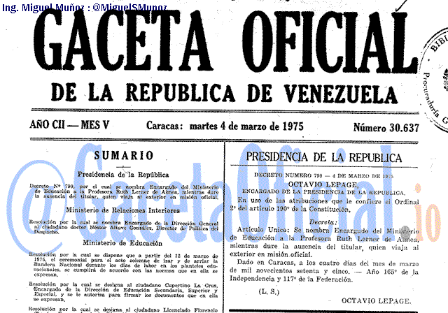 Gaceta Oficial 30637 del 4 Marzo 1975