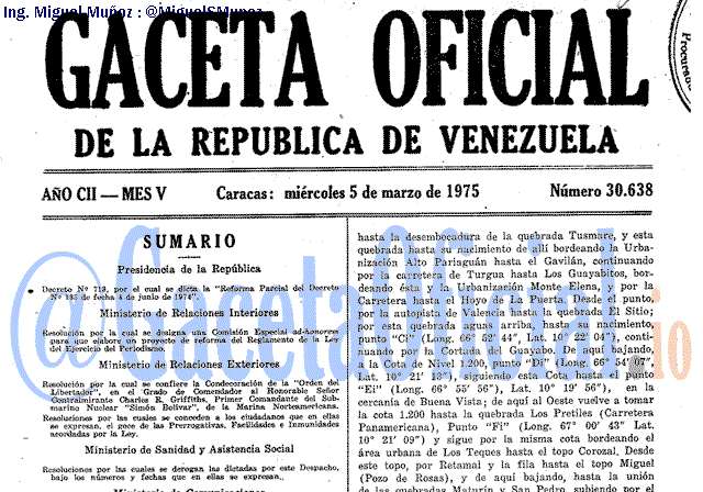 Gaceta Oficial 30638 del 5 Marzo 1975