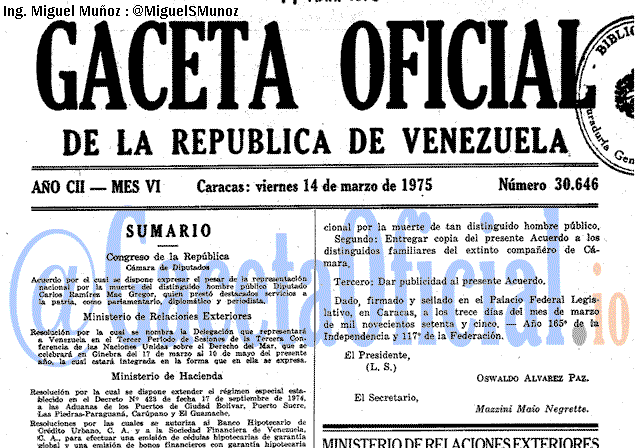 Gaceta Oficial 30646 del 14 Marzo 1975