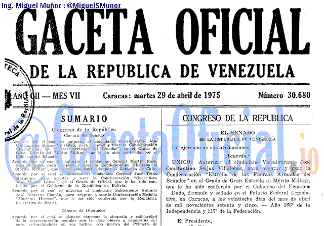 Gaceta Oficial 30680 del 29 Abril 1975