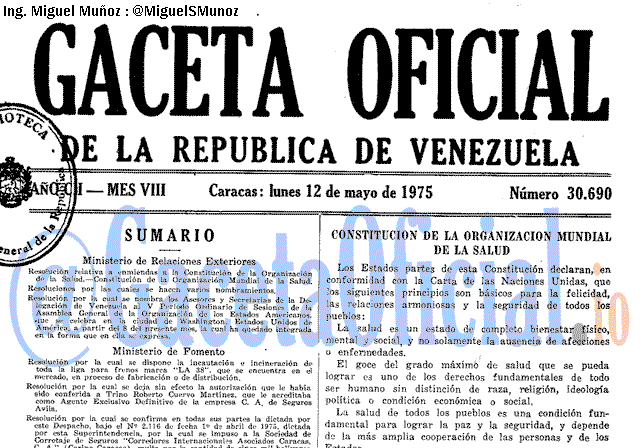 Gaceta Oficial 30690 del 12 Mayo 1975