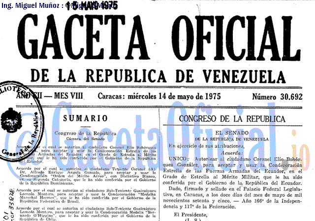 Gaceta Oficial 30692 del 14 Mayo 1975