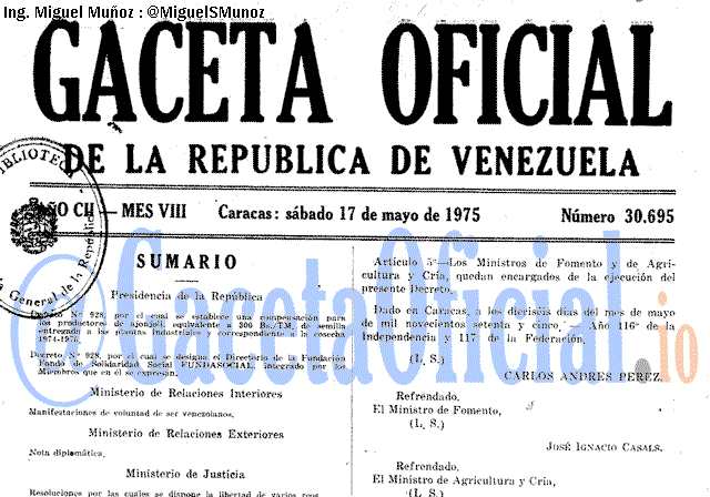 Gaceta Oficial 30695 del 17 Mayo 1975