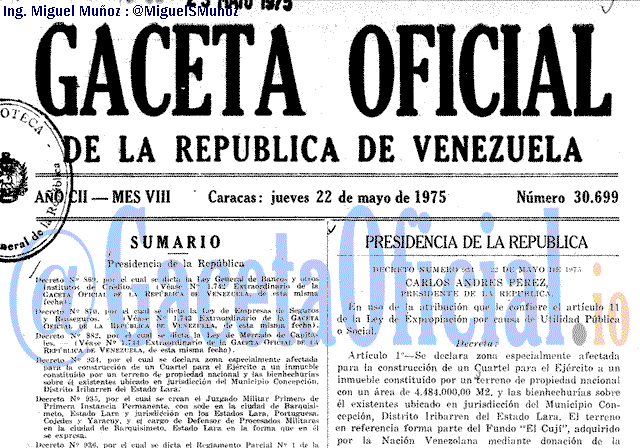 Gaceta Oficial 30699 del 22 Mayo 1975