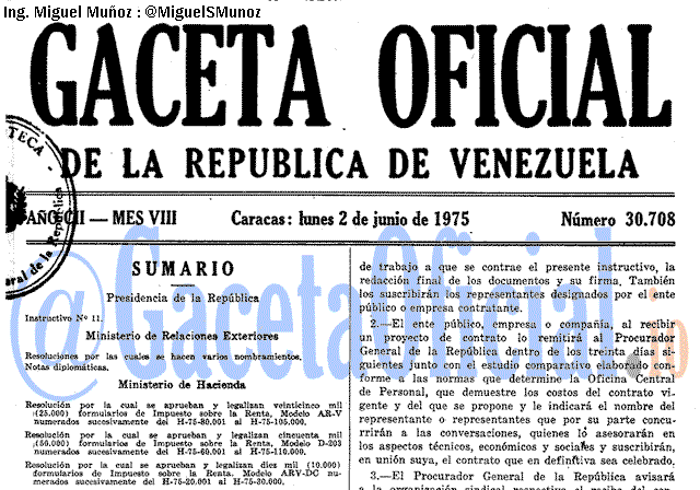 Gaceta Oficial 30708 del 2 Junio 1975
