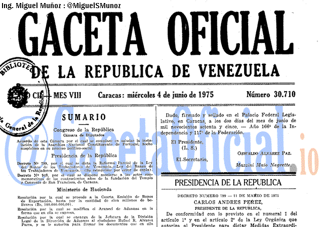 Gaceta Oficial 30710 del 4 Junio 1975