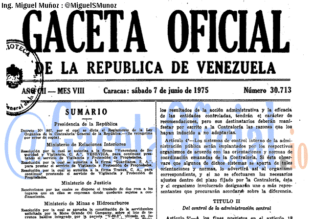 Gaceta Oficial 30713 del 7 Junio 1975