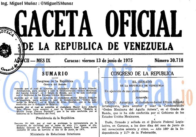Gaceta Oficial 30718 del 13 Junio 1975