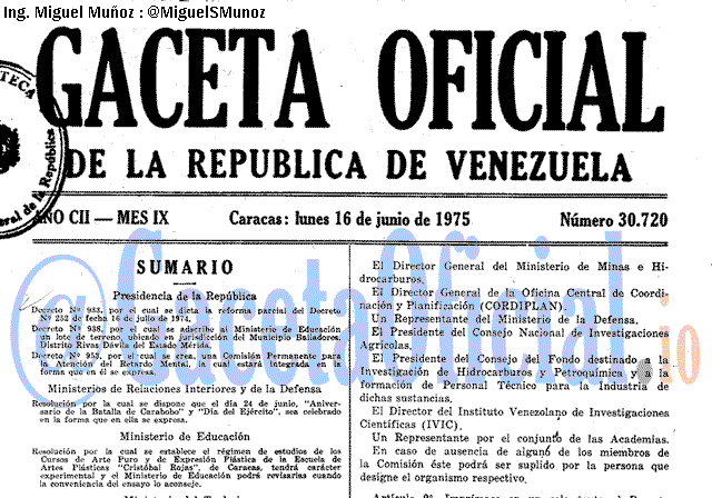 Gaceta Oficial 30720 del 16 Junio 1975