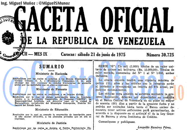 Gaceta Oficial 30725 del 21 Junio 1975
