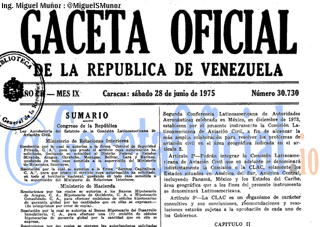 Gaceta Oficial 30730 del 28 Junio 1975