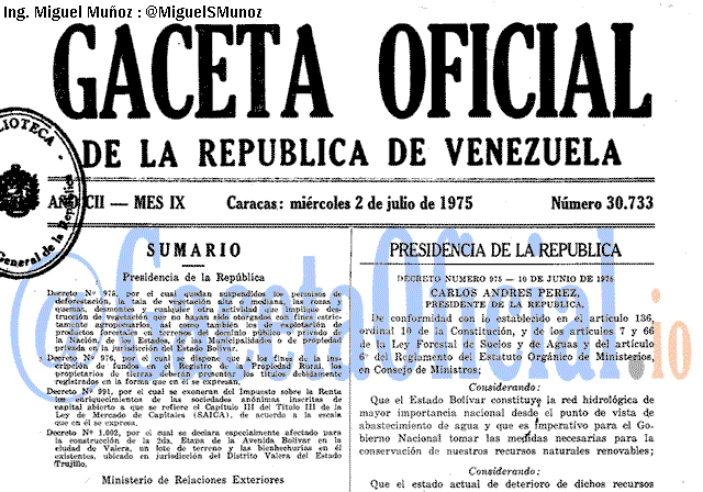 Gaceta Oficial 30733 del 2 Julio 1975