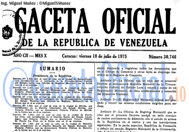 Gaceta Oficial 30746 del 18 Julio 1975