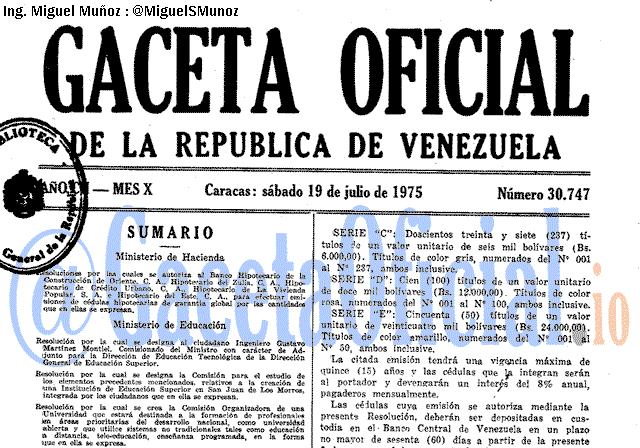 Gaceta Oficial 30747 del 19 Julio 1975