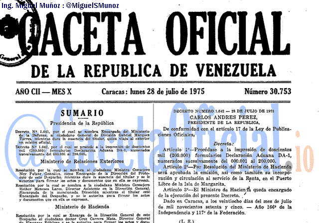 Gaceta Oficial 30753 del 28 Julio 1975