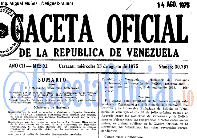 Gaceta Oficial 30767 del 13 Agosto 1975