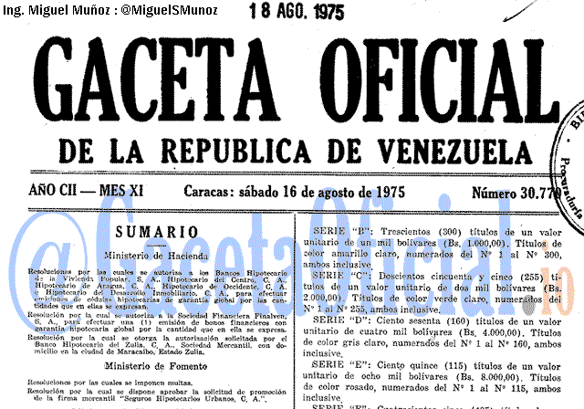 Gaceta Oficial 30770 del 16 Agosto 1975