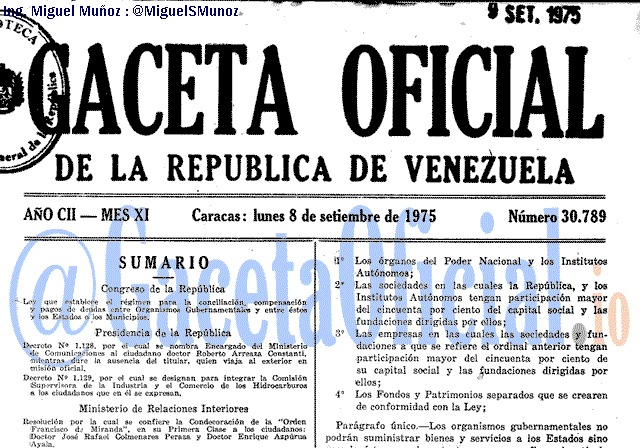 Gaceta Oficial 30789 del 8 Septiembre 1975