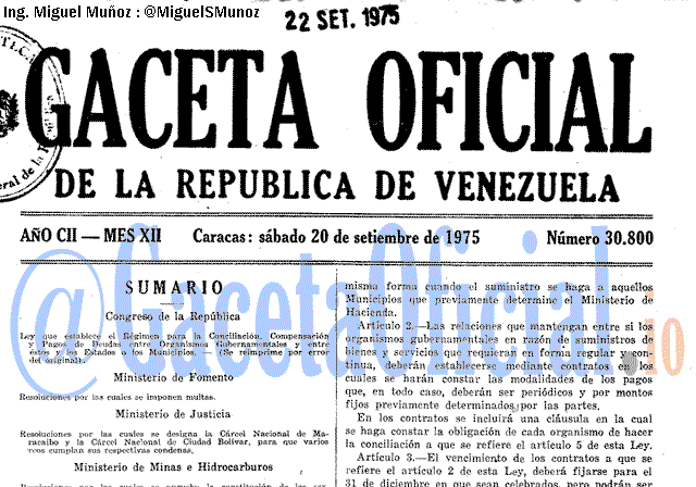 Gaceta Oficial 30800 del 20 Septiembre 1975