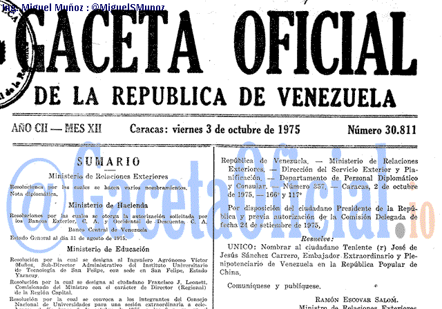 Gaceta Oficial 30811 del 3 Octubre 1975