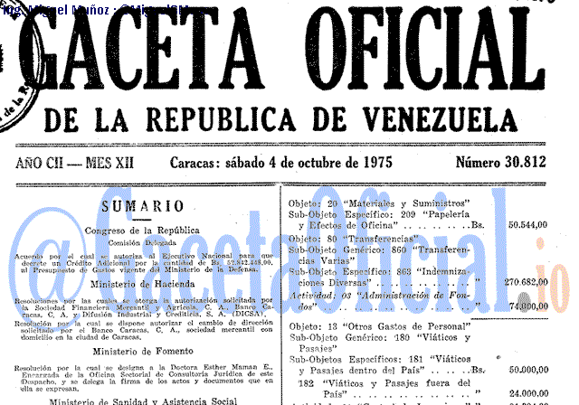 Gaceta Oficial 30812 del 4 Octubre 1975