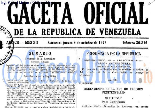 Gaceta Oficial 30816 del 9 Octubre 1975