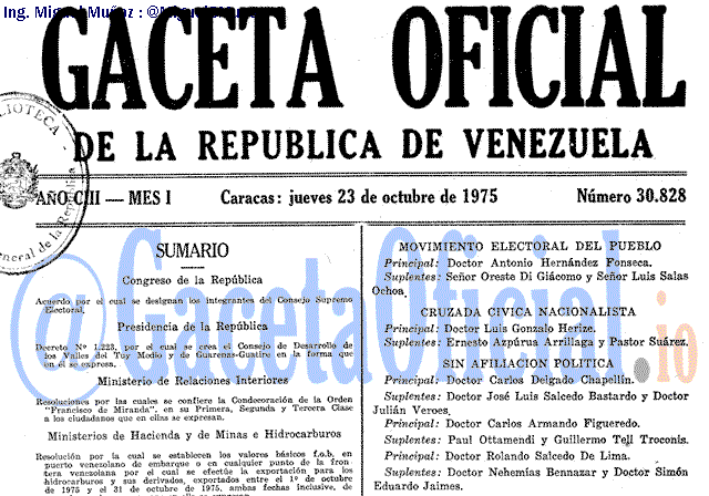 Gaceta Oficial 30828 del 23 Octubre 1975