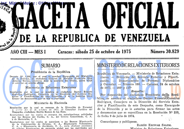 Gaceta Oficial 30829 del 25 Octubre 1975