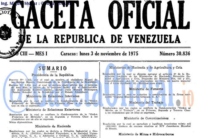 Gaceta Oficial 30836 del 3 Noviembre 1975