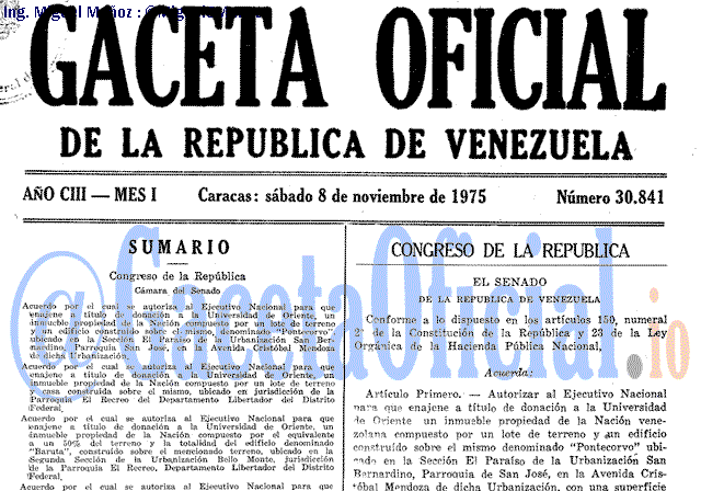 Gaceta Oficial 30841 del 8 Noviembre 1975