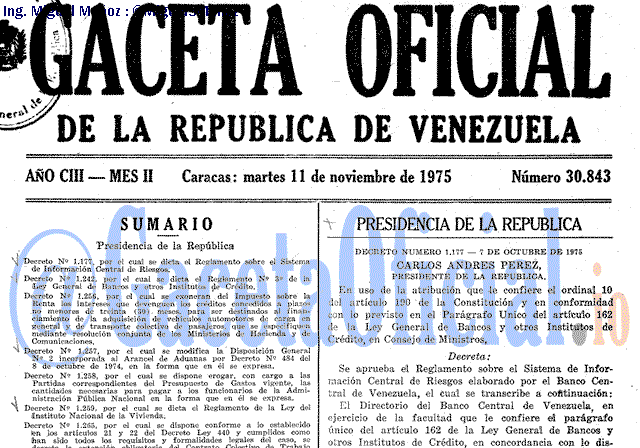 Gaceta Oficial 30843 del 11 Noviembre 1975