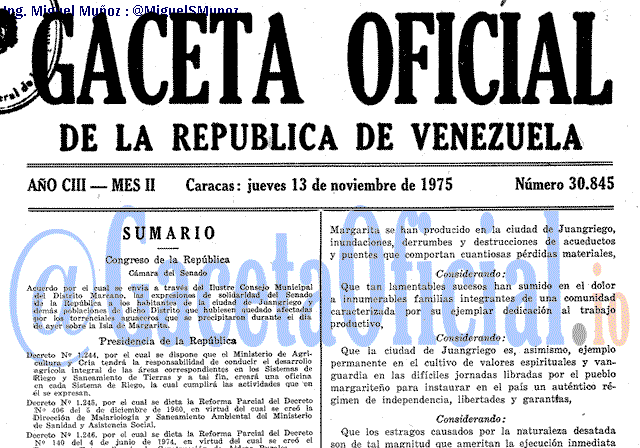 Gaceta Oficial 30845 del 13 Noviembre 1975