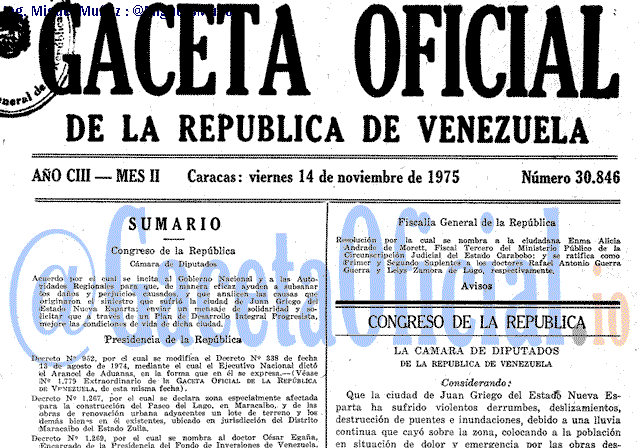 Gaceta Oficial 30846 del 14 Noviembre 1975