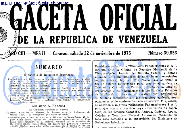 Gaceta Oficial 30853 del 22 Noviembre 1975