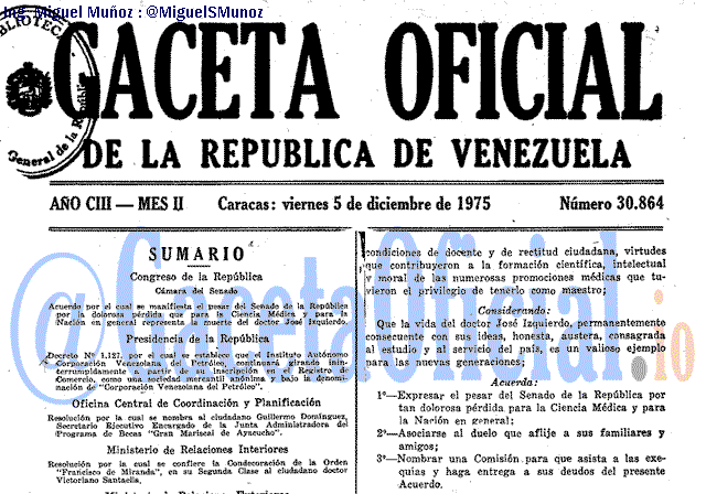 Gaceta Oficial 30864 del 5 Diciembre 1975