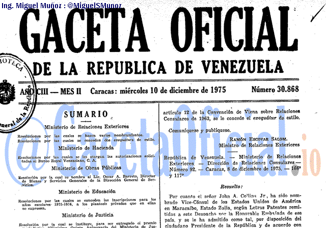 Gaceta Oficial 30868 del 10 Diciembre 1975