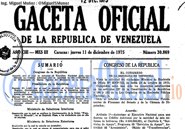 Gaceta Oficial 30869 del 11 Diciembre 1975