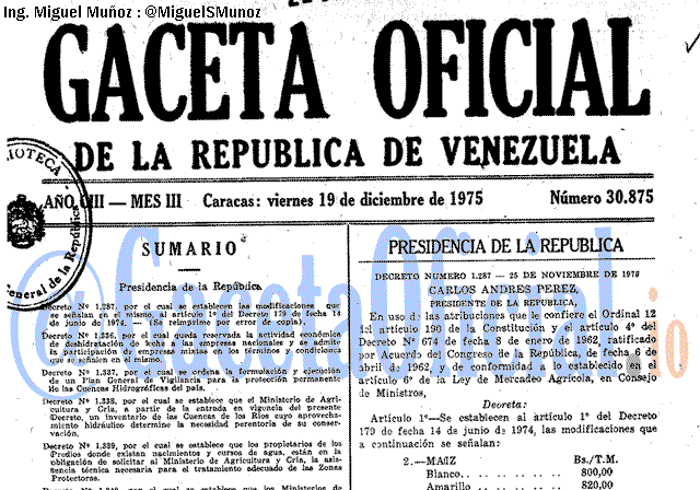 Gaceta Oficial 30875 del 19 Diciembre 1975