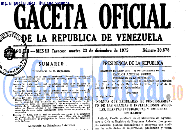 Gaceta Oficial 30878 del 23 Diciembre 1975