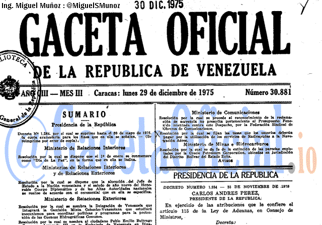 Gaceta Oficial 30881 del 29 Diciembre 1975
