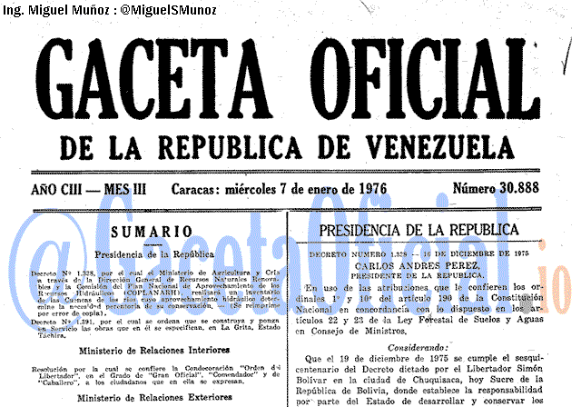 Gaceta Oficial 30888 del 7 Enero 1976