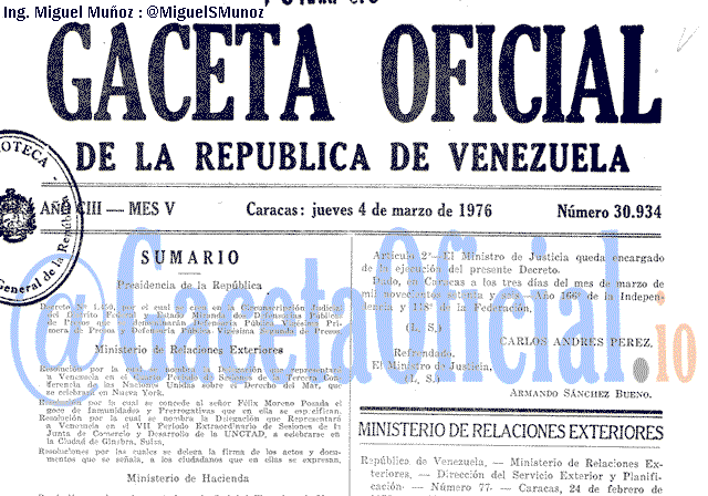 Gaceta Oficial 30934 del 4 Marzo 1976