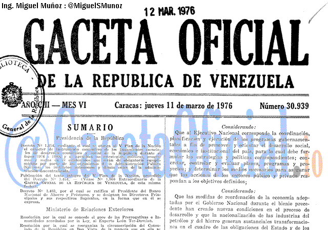 Gaceta Oficial 30939 del 11 Marzo 1976