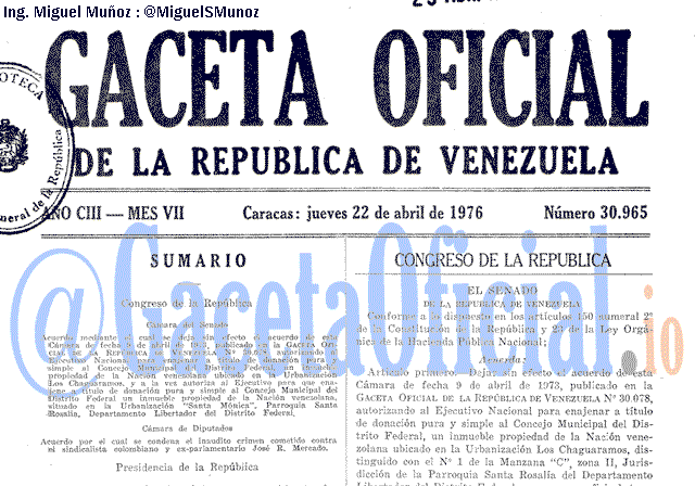 Gaceta Oficial 30965 del 22 Abril 1976