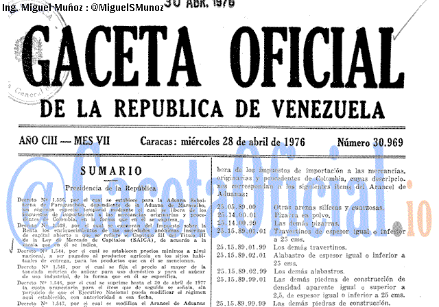 Gaceta Oficial 30969 del 28 Abril 1976