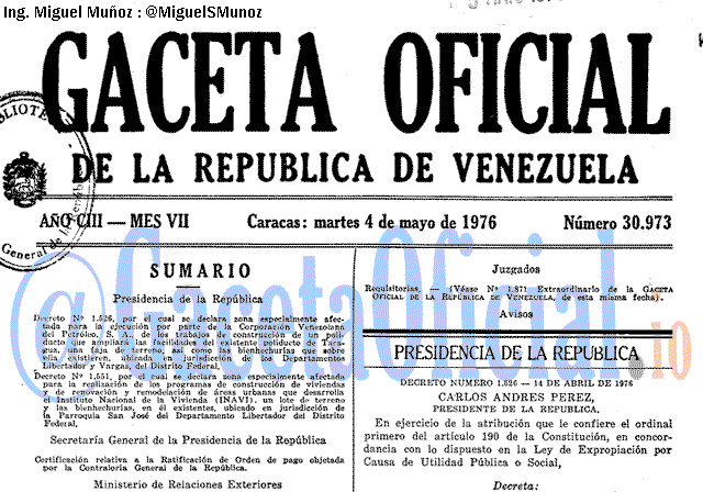 Gaceta Oficial 30973 del 4 Mayo 1976