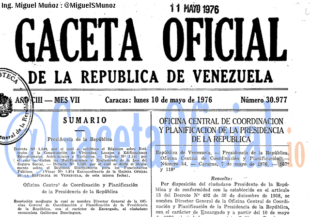 Gaceta Oficial 30977 del 10 Mayo 1976