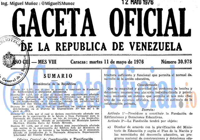 Gaceta Oficial 30978 del 11 Mayo 1976